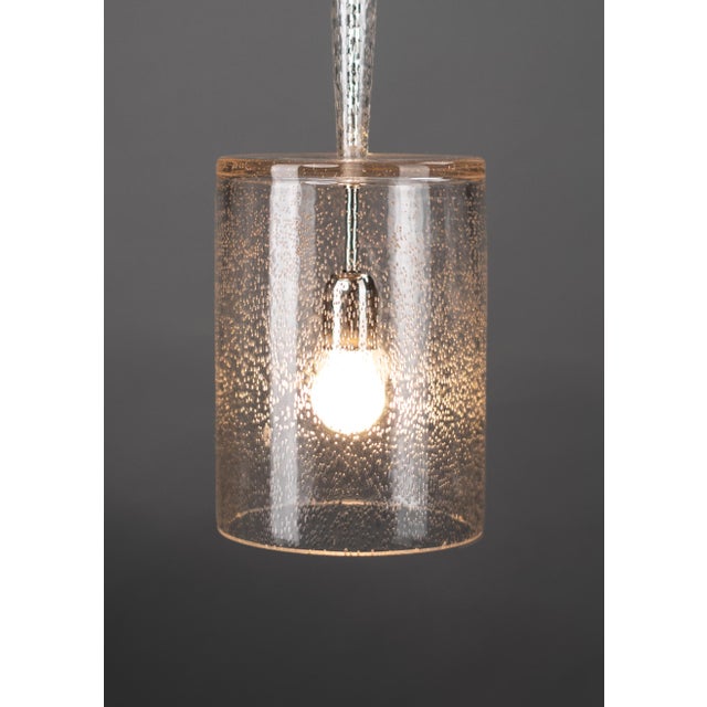 Contemporary Nickel Plated Brass and Clear Bubbled Artisan Glass Pendant Light by ZAVADKSI, 2023 For Sale - Image 3 of 4
