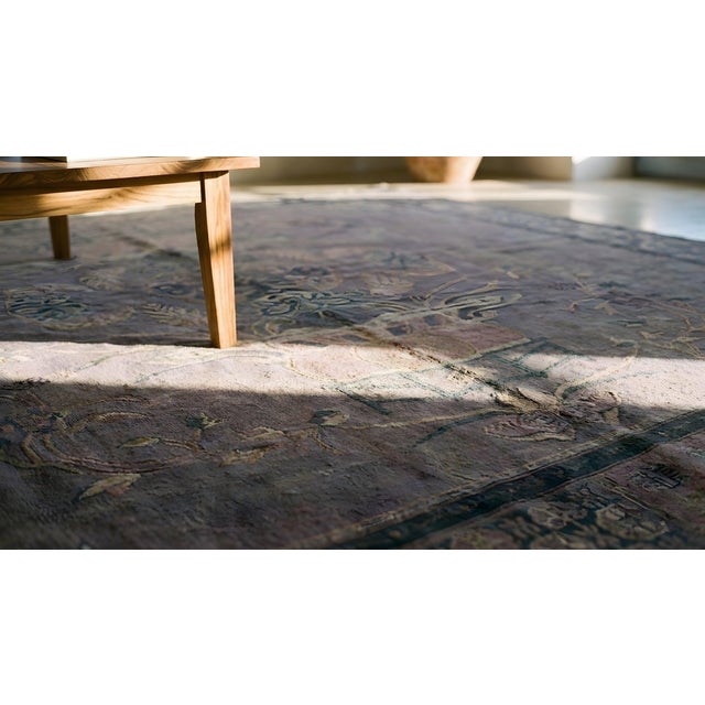 Phenomenal Gray and Purple Mauve Color With Floral Design Antique Chinese Nepal Rug For Sale - Image 9 of 9