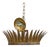 Mid 20th Century Spanish Gilt Metal Crown Chandelier with Frosted Glass Diffuser For Sale