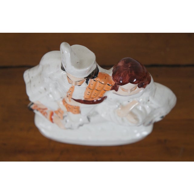 Antique Late 19th Century Staffordshire Porcelain Figurine Faux Clock Scottish Couple For Sale - Image 9 of 13