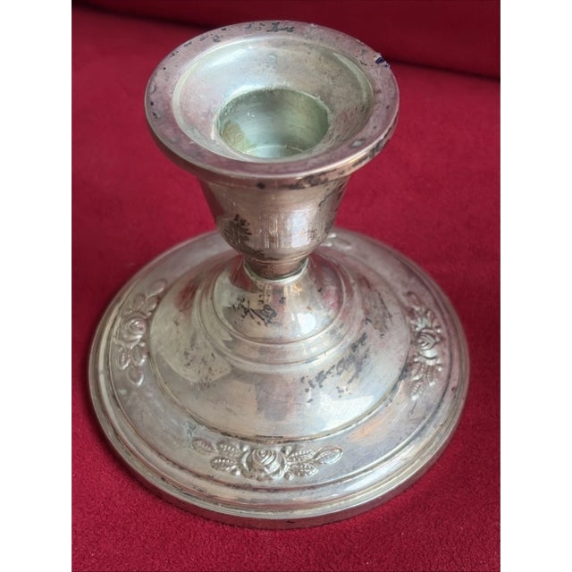 Mid-Century Modern Pair of Vintage Weighted Sterling Silver Candlesticks by Mueck-Cary Co For Sale - Image 3 of 5