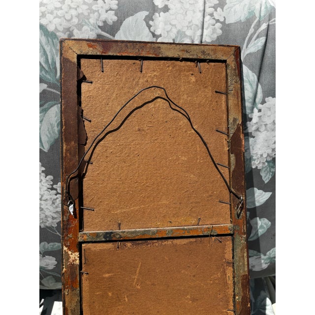 Early 20th Century Antique Framed Tapestry Mirror Landscape & Mill Scene For Sale - Image 5 of 5