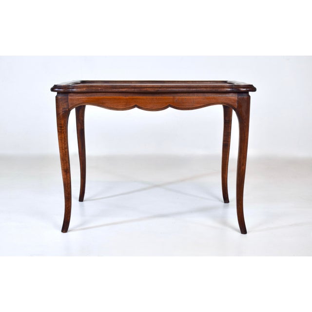 An 18th-Century French Provincial side or occasional table, rustic yet elegant, featuring Salmon Breccia Midicea marble...