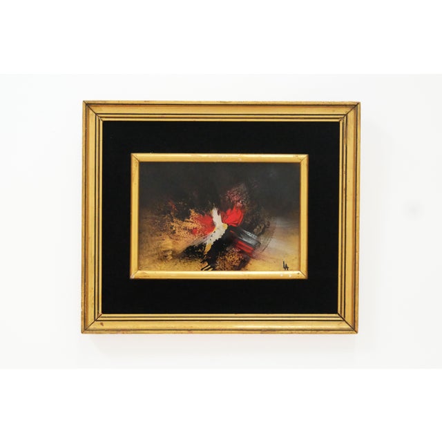 André Laurent, Abstract Triptych Paintings, 1960s, Mixed Media Acrylic on Gold Leaf For Sale - Image 3 of 5
