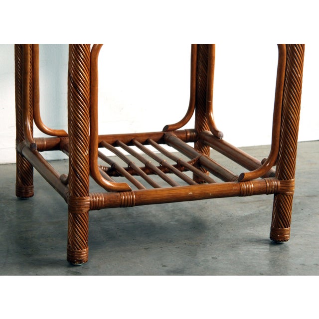 Vintage Hollywood Regency Bamboo & Rattan Side / Occasional Table