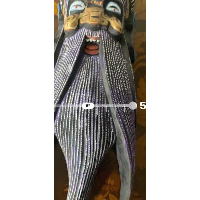Mid 20th Century Hand-Carved Southeast Asian Guardian Wall Mask | Polychrome Wood Sculpture For Sale - Image 9 of 9