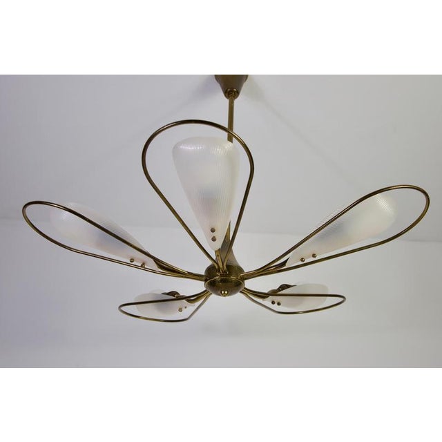 Mid-Century Italian Brass 5-Arm Sputnik Chandelier, 1950s For Sale - Image 6 of 18