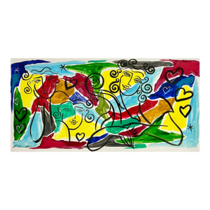 Oz El Hai 1Original Oz El Hai Israeli Pop Art Vibrant Lacquer Enamel Painting Colorful Love, c. 20th century