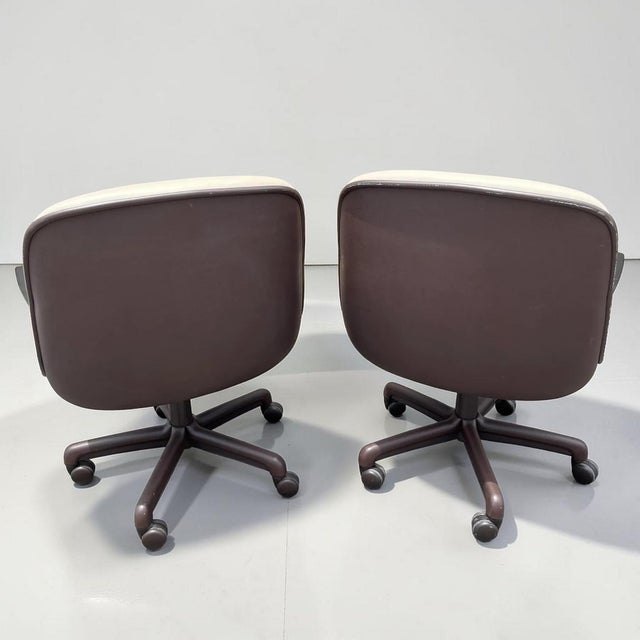 Cream Vinyl Faux Leather Steelcase 451 Swivel Chairs - a Pair For Sale - Image 9 of 12