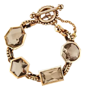 Stephen Dweck Bracelet Smoky Quartz Bronze Cuff Bangle Gemstone