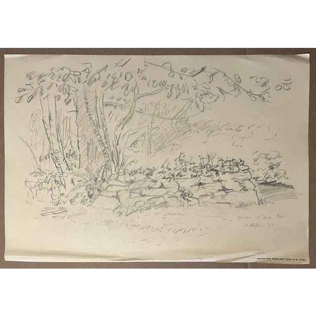 Traditional 1967 Neil Meitzler Northwest Landscape Drawing For Sale - Image 3 of 3