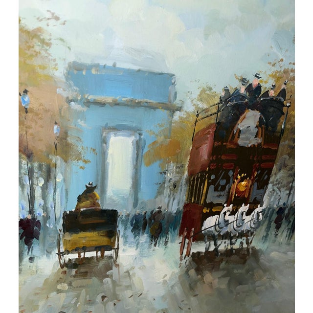 Paint Vintage Paris Street Scene Original Framed Oil Painting For Sale - Image 7 of 10