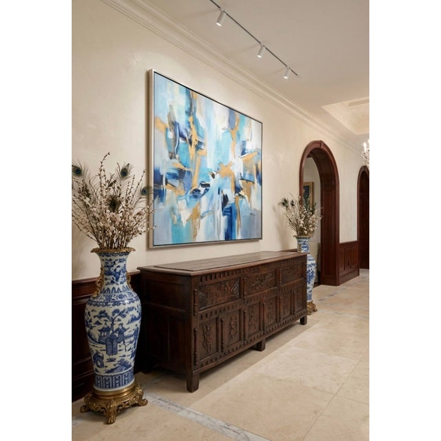 1970s English Carved Oak Coffer With Knight & Castle Motifs For Sale - Image 11 of 12