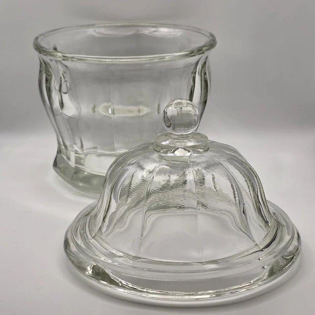Mid-Century Modern Mid 20th Century Indiana Glass Paneled Clear Apothecary Jar 8½" – Heavy Pressed Glass W/ Lid For Sale - Image 3 of 6