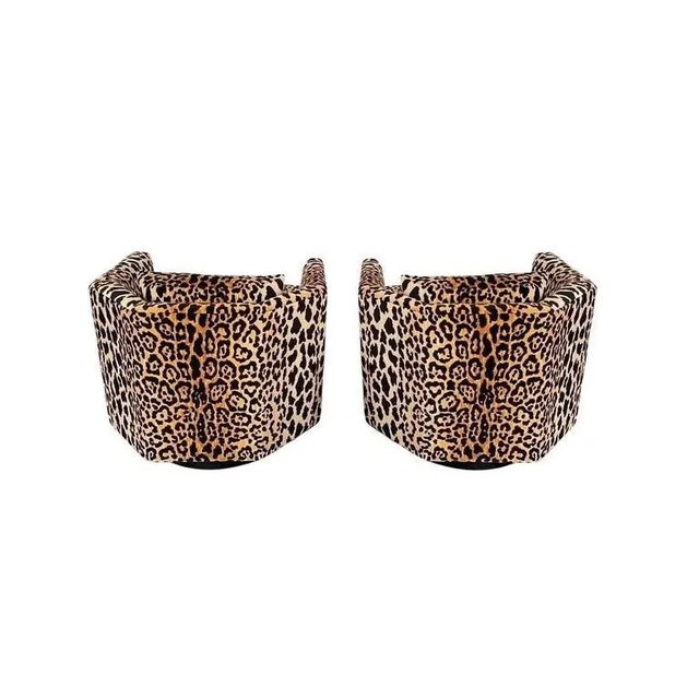 Wood Hexagonal Barrel Back Chairs in Leopard - A Pair For Sale - Image 7 of 9