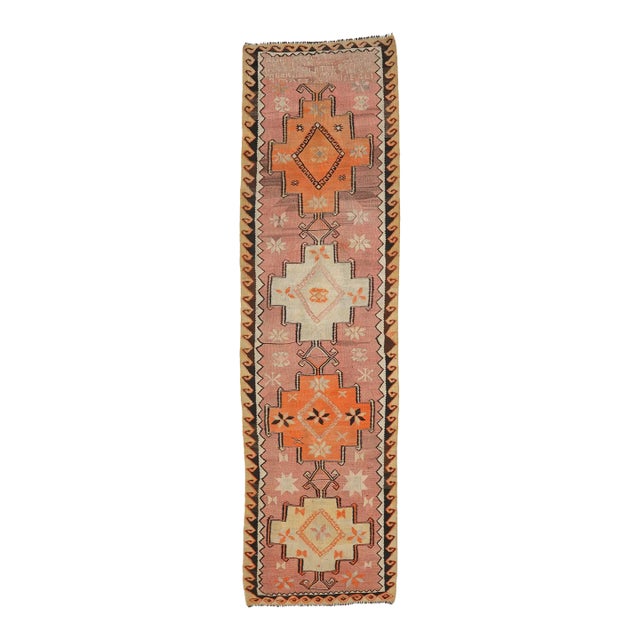 Mid 20th Century Vintage Decorative Turkish Kilim Runner For Sale