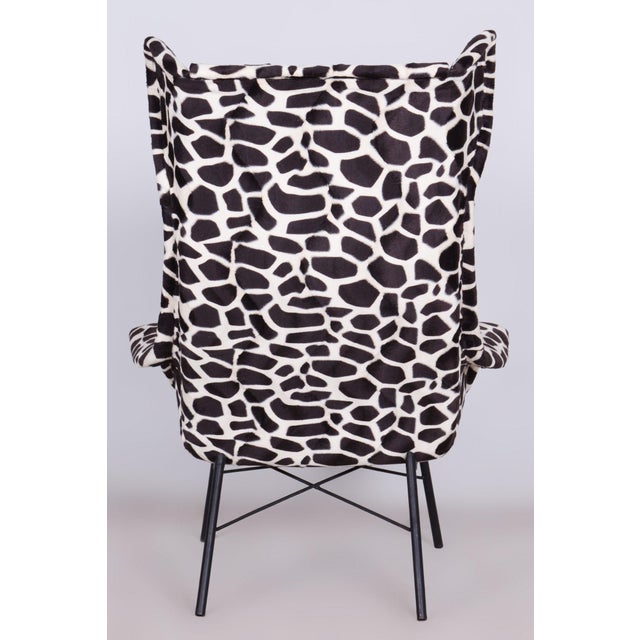 Textile Mid-Century Wingback Armchair attributed to Miroslav Navratil, Czechia, 1950s For Sale - Image 7 of 12