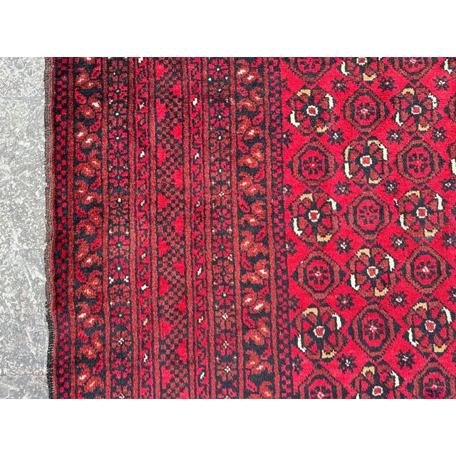 1970s Vintage Afghan Hand Knotted Turkoman Tribal Rug For Sale - Image 5 of 9