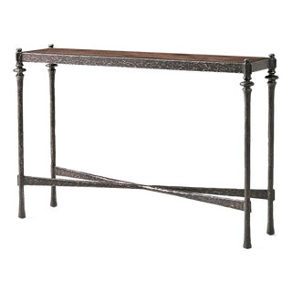 Modern Rustic Hammered Iron Console Table For Sale