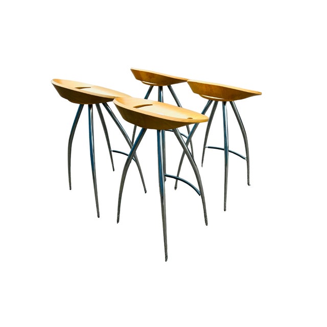 Late 20th Century Magis Lyra Barstool by Design Group Italia – Iconic Italian Modern Chrome & Beech Bentwood Bar Stool, Scandinavian Minimalist Design For Sale - Image 10 of 17