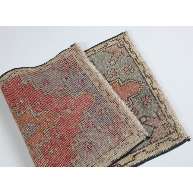Urkish Tribal Accent Rug for Entryway - Neutral Vintage Turkish Rug With Faded Tribal Motifs -1' 9'' X 3' 3'' For Sale - Image 10 of 10