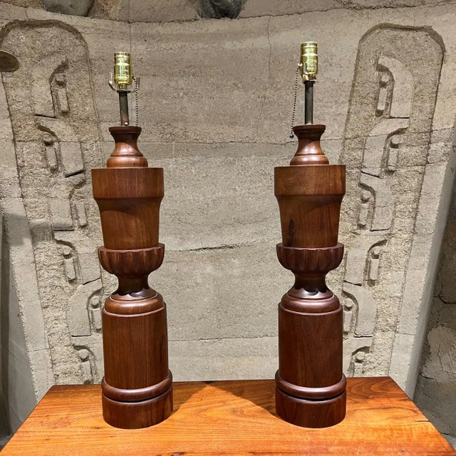 1950s Sculptural Table Lamps Solid African Mahogany For Sale - Image 4 of 11