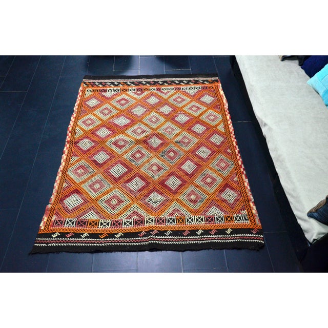 1960s Tribal Turkish Kilim Rug For Sale - Image 11 of 11