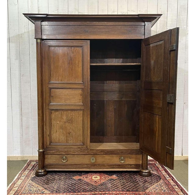 Wood Antique Empire Style Oak Wardrobe, 1800s For Sale - Image 7 of 18