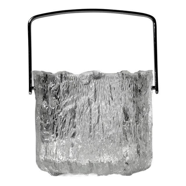 Textured Ice Glass Bucket attributed to Tapio Wirkkala for Iittala, Finland, 1970s For Sale