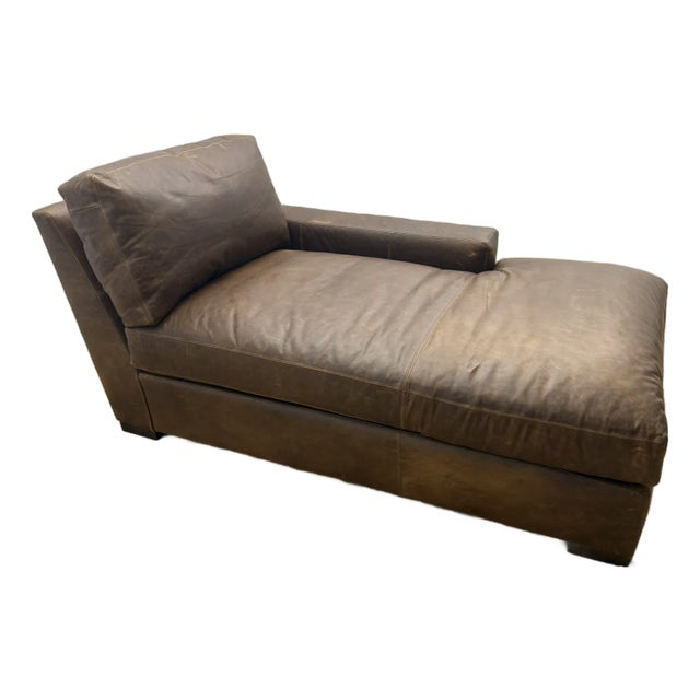 Rh Maxwell Leather Right-Arm Chaise For Sale