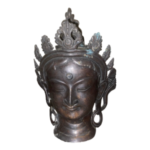 Early 20th Century Tibetan/Nepalese Bronze Bodhisattva Head – Hollow Cast