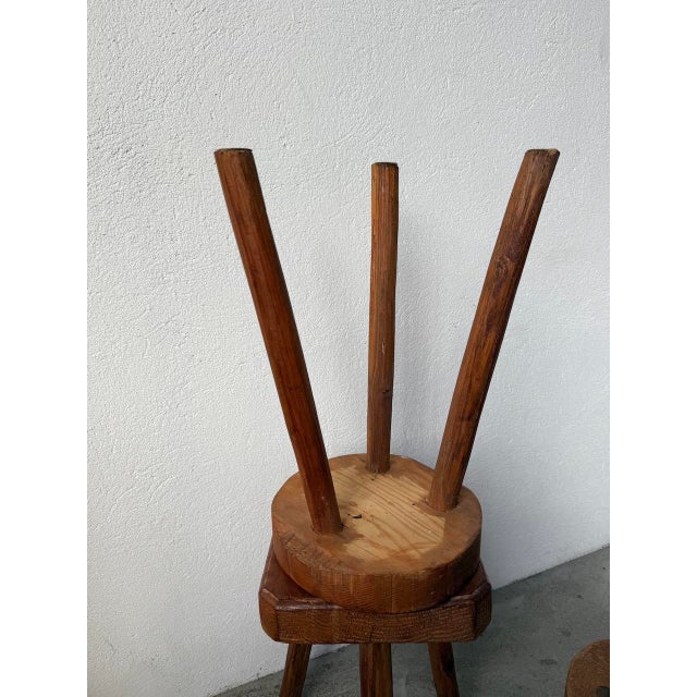 Free-Form Tripod Oak Stools, 1950s, Set of 3 For Sale - Image 18 of 18
