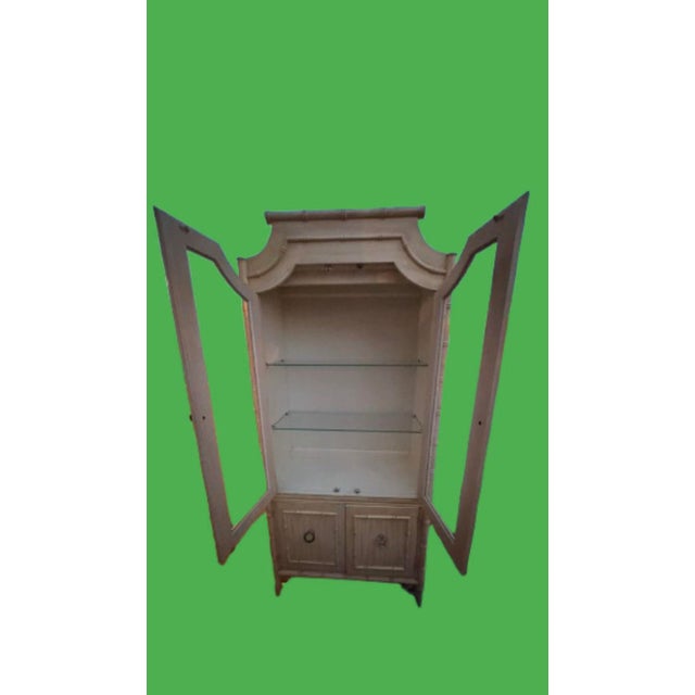 Wood Vintage Faux Bamboo Display Cabinet Chinoiserie Style For Sale - Image 7 of 12