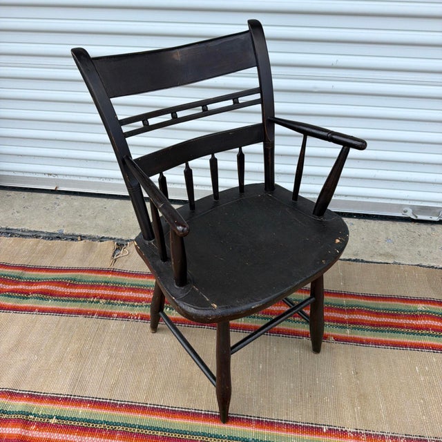 Antique Federal Windsor Splat-Back Armchair Vermont or New York, 1820's For Sale - Image 6 of 16