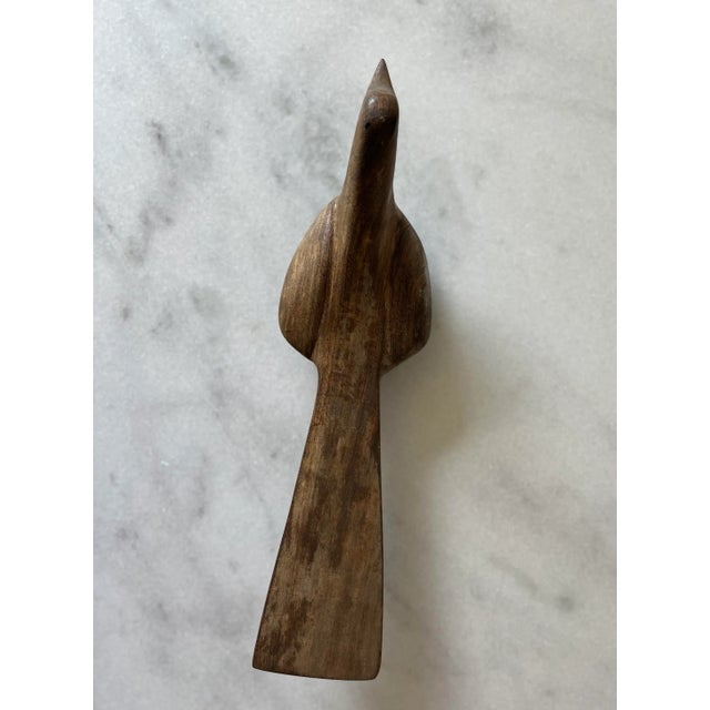 Mid 20th Century Vintage Solid Hand Carved Wood Roadrunner Bird For Sale - Image 5 of 9