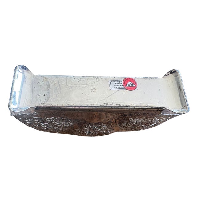 Silver-Plated Napkin Holder with Floral Repoussé Décor from BMF, Germany, 1970s For Sale - Image 4 of 5