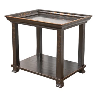 Dessin Fournir Hollywood Regency Chinoiserie Ebonized and Gold Gilt Tea Table or Side Table For Sale
