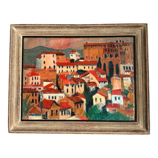 French Impressionist Oil Painting of the Rhône-Alpes Town of Le Puy-En-Velay, France For Sale