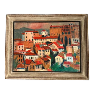 French Impressionist Oil Painting of the Rhône-Alpes Town of Le Puy-En-Velay, France