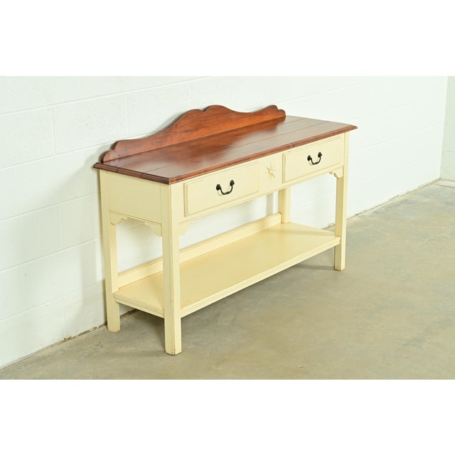 Ethan Allen Ethan Allen American Colonial Cream Lacquered Maple Sideboard Buffet Server or Console Table For Sale - Image 4 of 15
