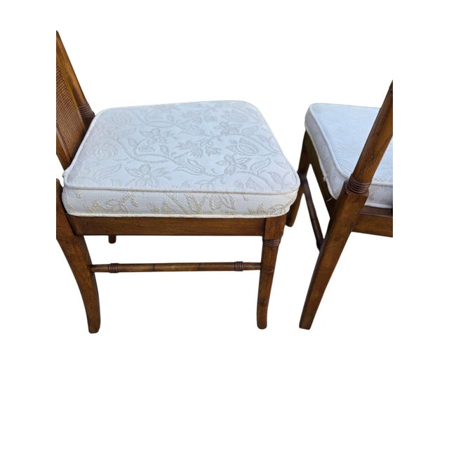 Thomasville Thomasville Vintage Faux Bamboo Cane High Back Dining Chairs Regency Pair For Sale - Image 4 of 16