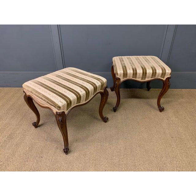 Victorian Cabriole Leg Stools, 1870, Set of 2 For Sale - Image 7 of 13