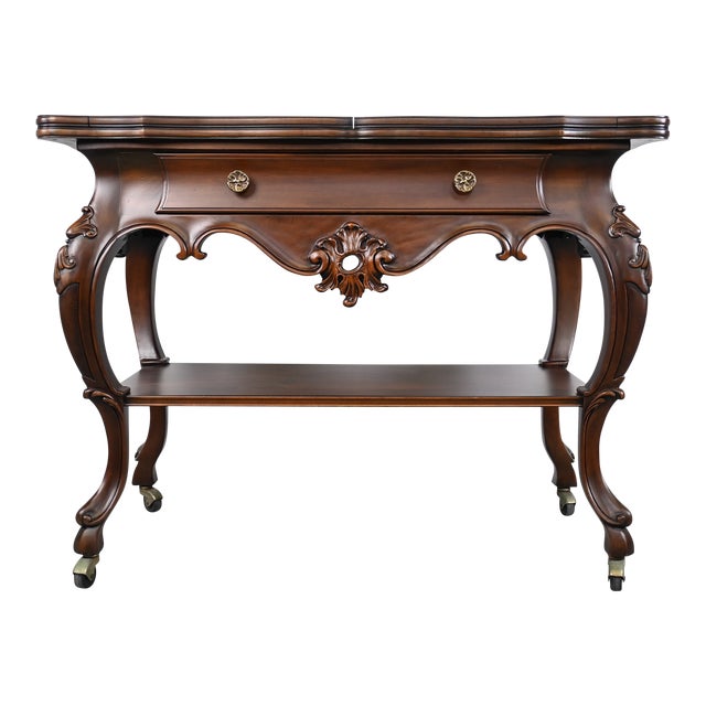 Karges Furniture Louis XV French Provincial Flip Top Walnut Server For Sale