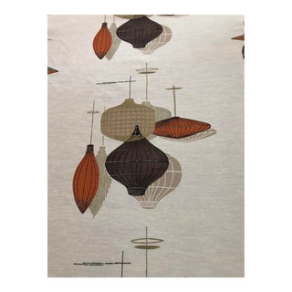 Vintage Mid Century Modern Fabric With Akari Style Lamp Pattern - 4.7 Yards For Sale
