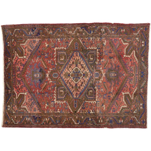 Mid 20th Century Vintage Persian Heriz Rug - 07'03 X 10'00 For Sale - Image 5 of 6
