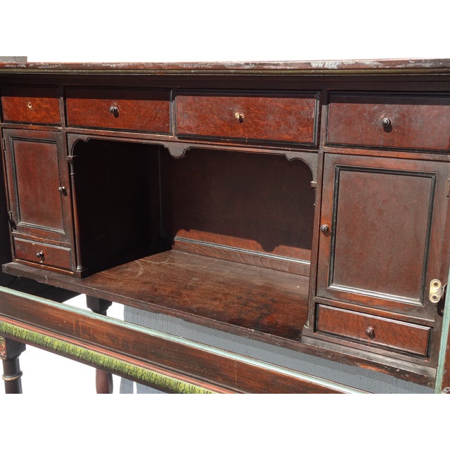 Brown Antique Spanish Style Carved Vargueno Bargueno Drop Front Secretary Desk Cabinet For Sale - Image 8 of 18