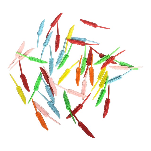 Vintage Pen Quill Cocktail Drink Hors d'Oeuvres Picks Set of 45 For Sale