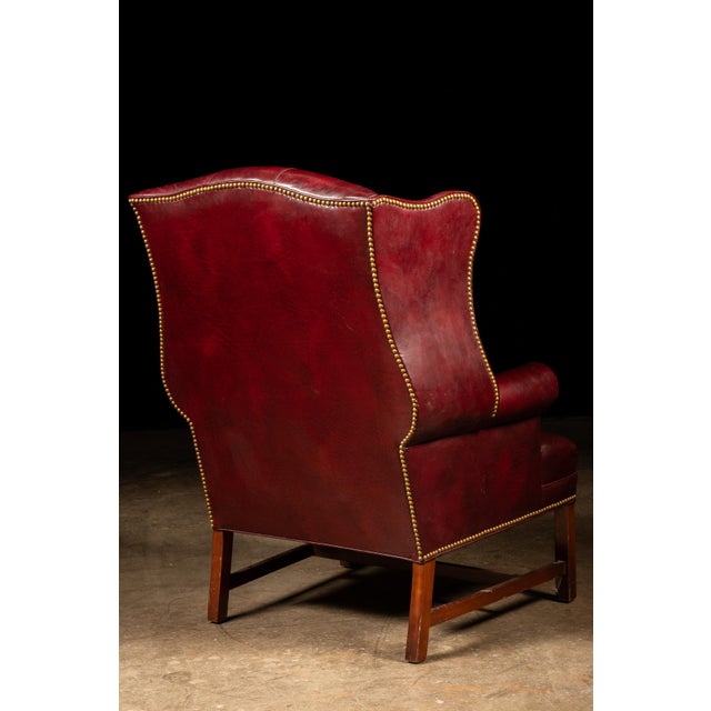 1980s Vintage Tufted Leather Chesterfield Armchair in Burgundy by Hancock & Moore For Sale - Image 5 of 9