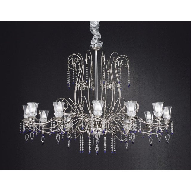 Fenice Crystal 8 Lights Chandelier in Polished Chrome and Glass by Aggiolight For Sale - Image 8 of 11