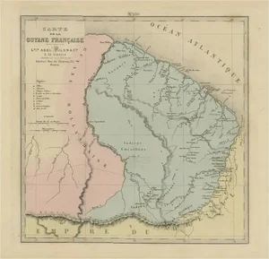 Antique Engraved Map of French Guiana, 1876